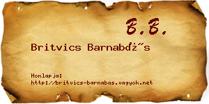 Britvics Barnabás névjegykártya